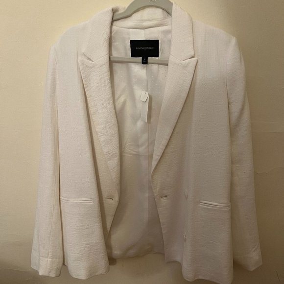 NWT Banana Republic Double Breasted Blazer Size 6 White - Picture 1 of 4